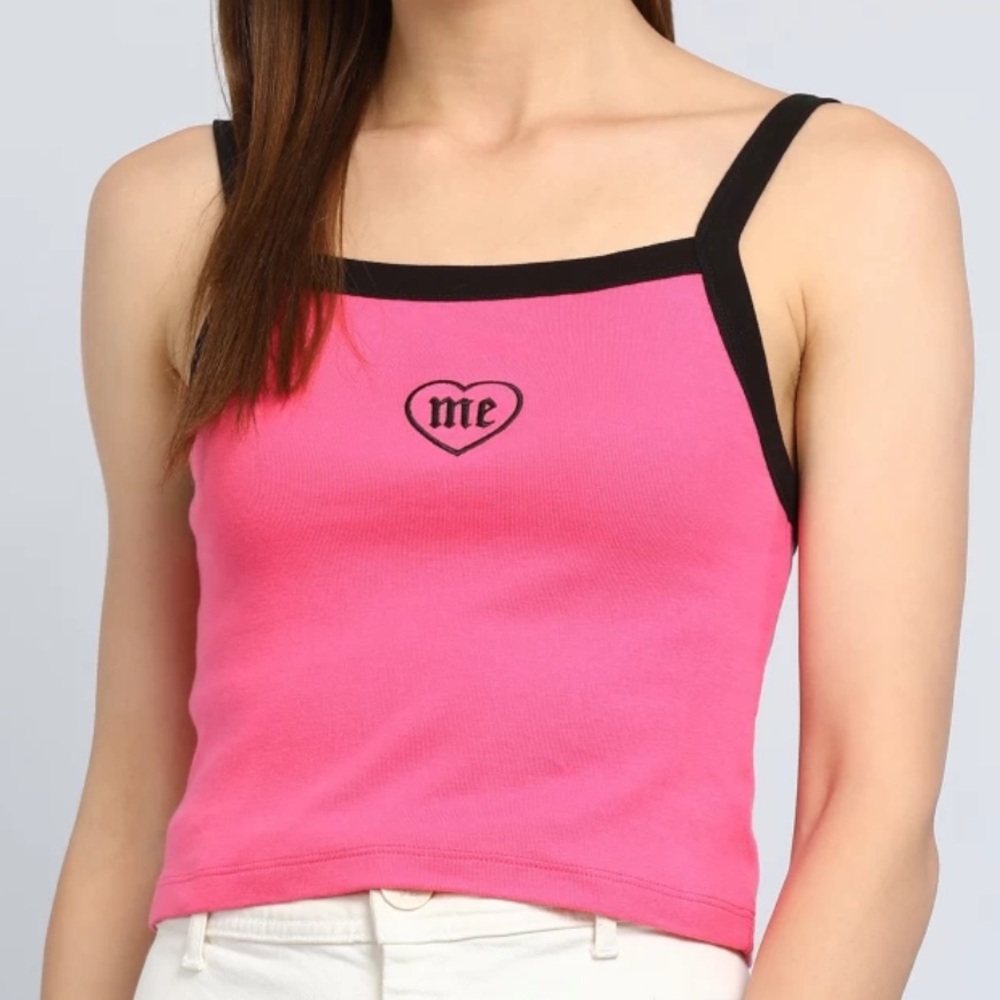 Forever 21 Pink & Black “Me” Crop Top